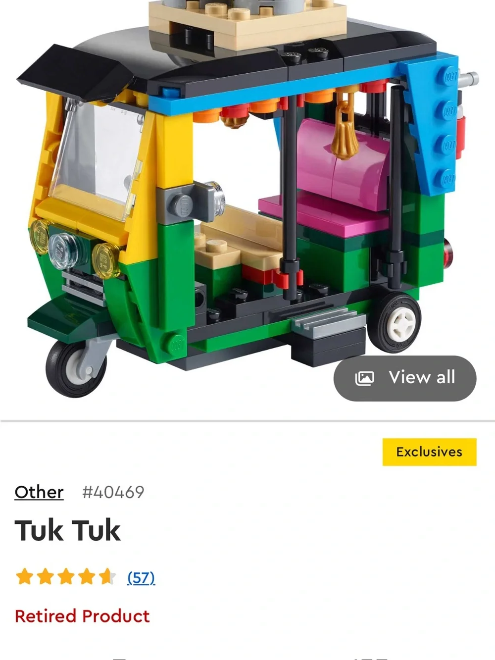 Lego Creator Tuk Tuk - Green, Yellow, Blue, Pink, Black